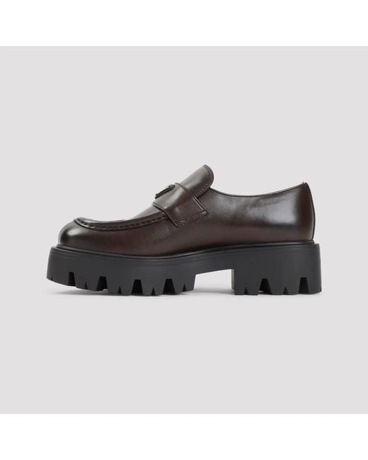 Prada Black Dark Leather Loafers