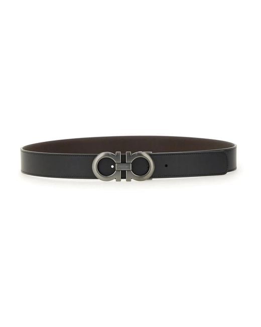Ferragamo Black Cintura Reversibile Gancini for men