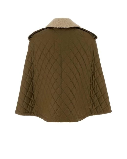 Burberry Green Quilted Shirt Collar Jacket