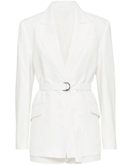 Brunello Cucinelli White Suit Type Belt Jacket