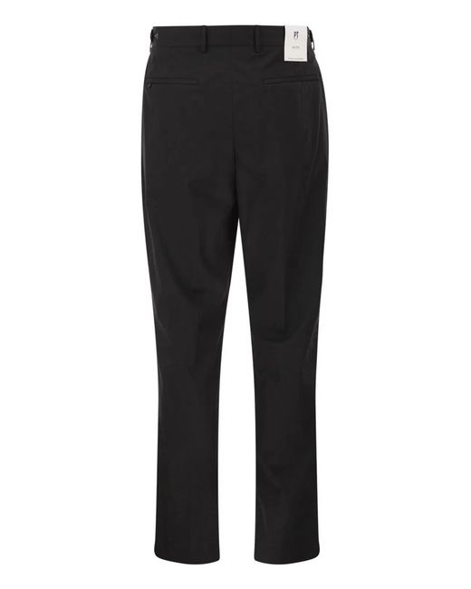 PT Torino Black Active Stretch Technical Cotton Trousers for men