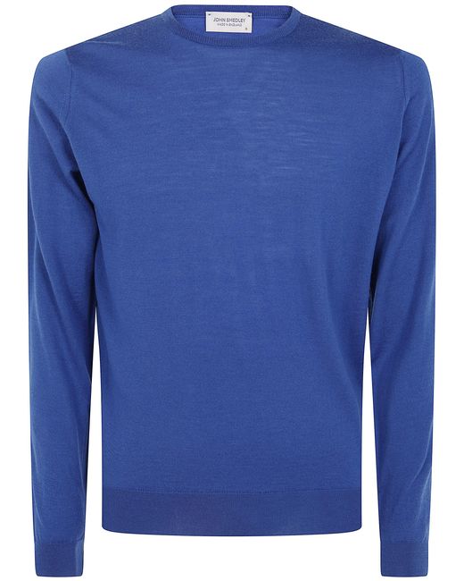 John Smedley Blue "Lundy" Crewneck Long Sleeves Pullover for men