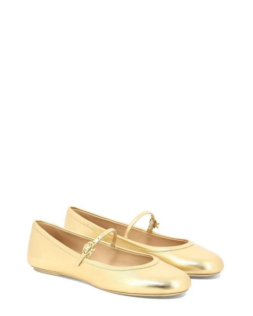 Gianvito Rossi Metallic Flat Round-Toe Ballerina