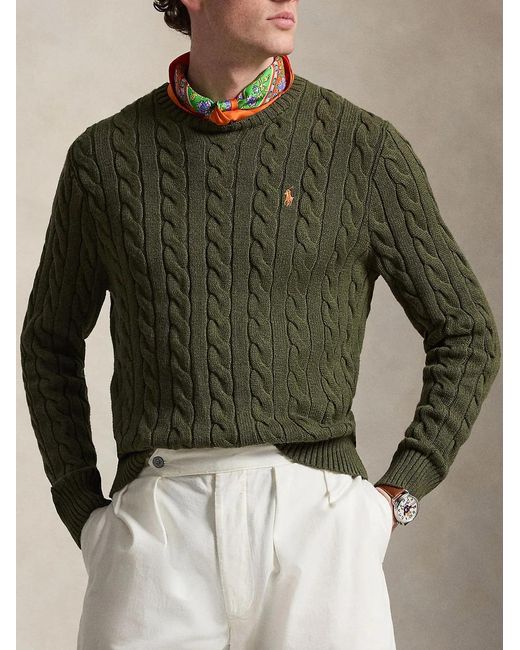 Polo Ralph Lauren Green Cable-Knit Cotton Jumper for men