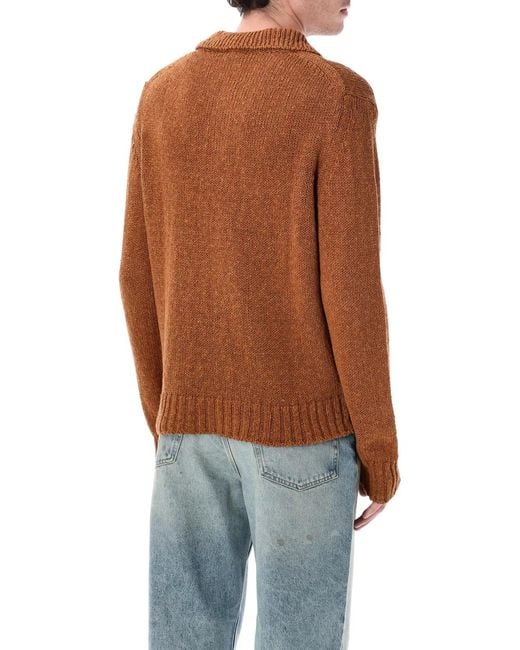 sunflower Blue Cotton Linen Polo Sweater for men