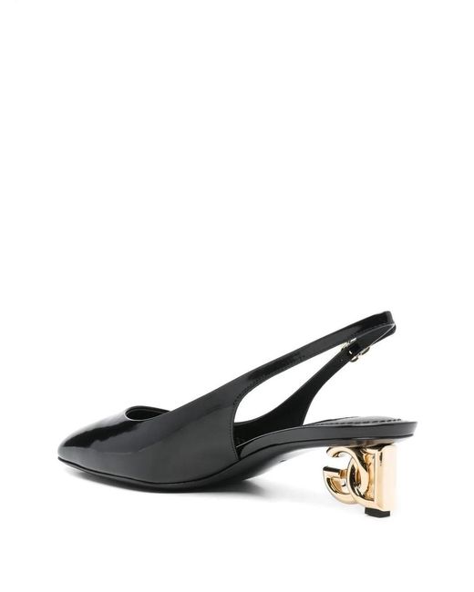 Dolce & Gabbana Black Dolce & Gabbana Patent Leather Slingback Pumps