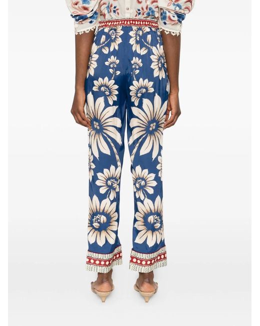 Farm Rio Blue Luna Silk Trousers