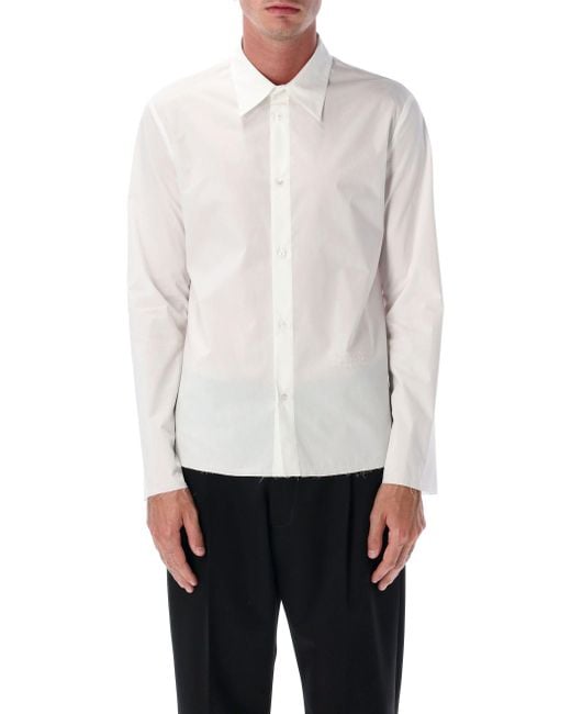 MM6 by Maison Martin Margiela White Cotton Shirt With Raw Hem