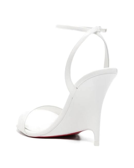 Christian Louboutin White Zeezeenella Patent Leather Sandals