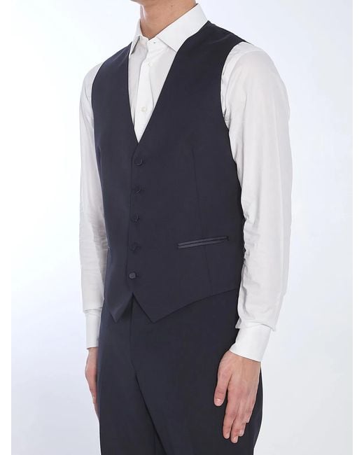 Tagliatore Blue Wool Vest for men