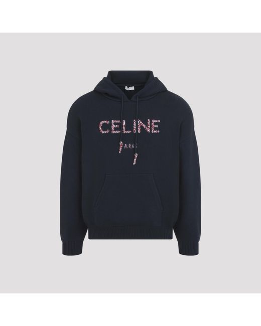 Céline Blue Knit Hoodie for men