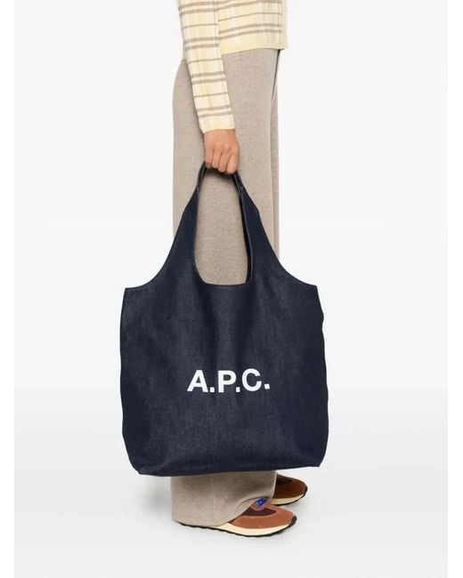 A.P.C. Black Denim Ninon Shopping Bag for men