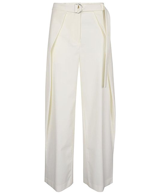 Erika Cavallini Semi Couture Men's White Wool Twill Amelia Pants