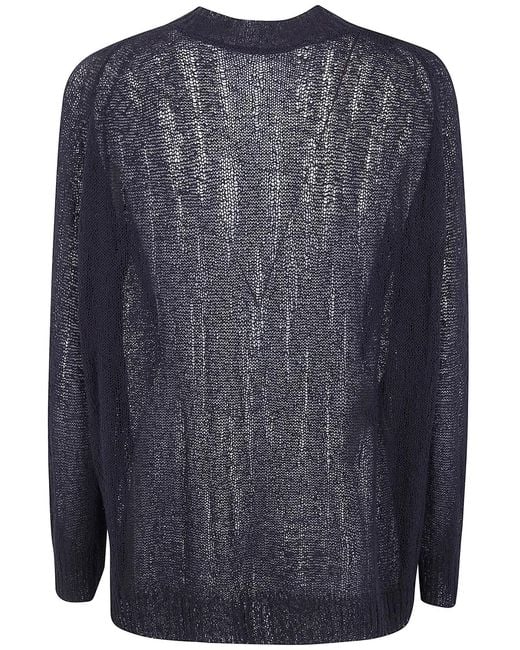Ann Demeulemeester Blue "Nies" Comfort Sweater With Deep V-Neck On Back
