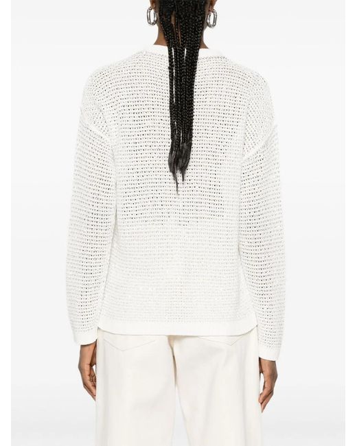 Fabiana Filippi Natural Off Round Neck Sweater