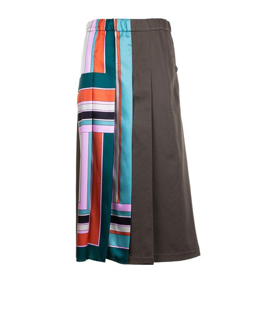 Weekend by Maxmara Blue Printed Twill And Gabardine Skirt