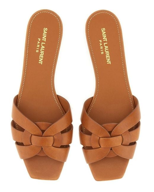 Saint Laurent Brown Mule "Tribute"