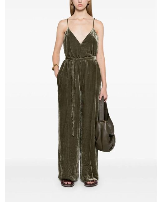 Gold Hawk Green Velvet Jumpsuit