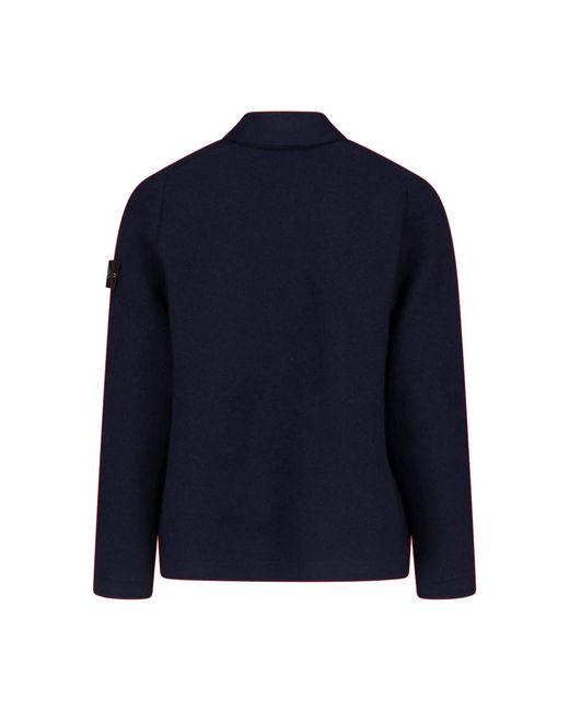 Stone Island Blue Rws Fleece Knit Jacket for men