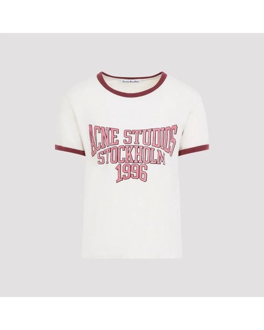 Acne Pink Off Burgundy T-Shirt for men