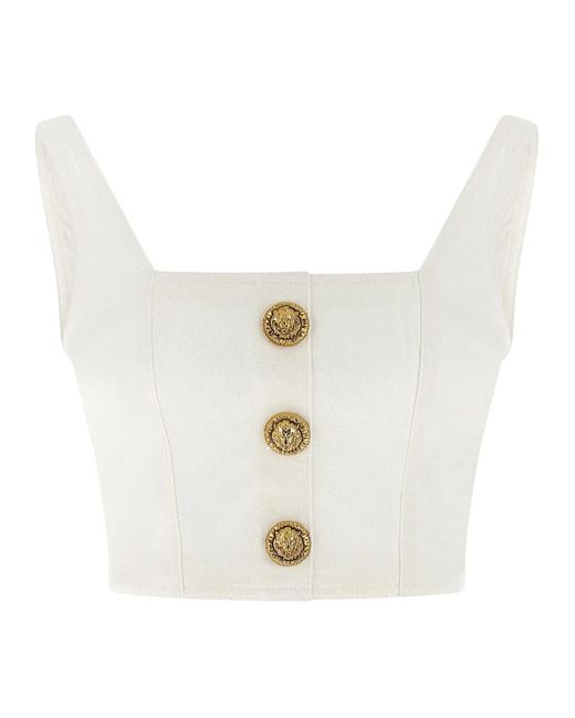 Balmain White Button Top