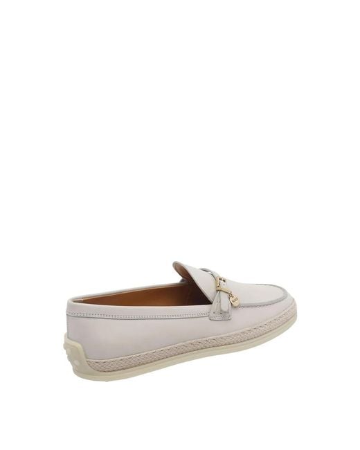 Tod's White Leather Loafers