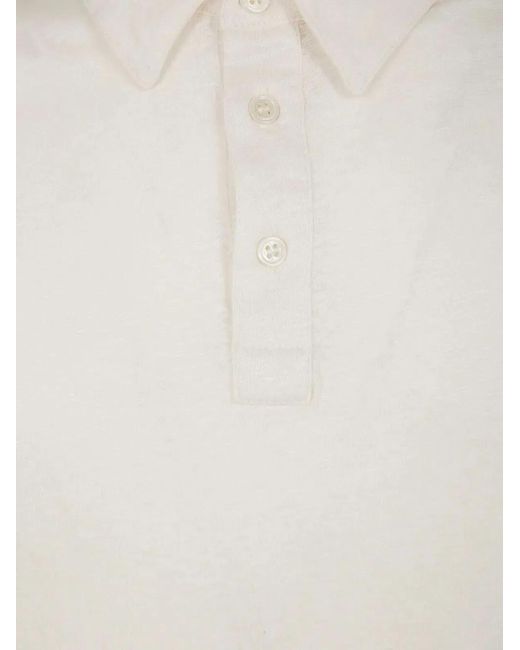 Majestic White Linen Short Sleeves Polo Shirt for men