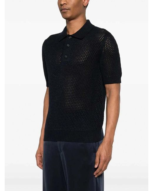 Prada Black Cotton Linen Polo Neck for men