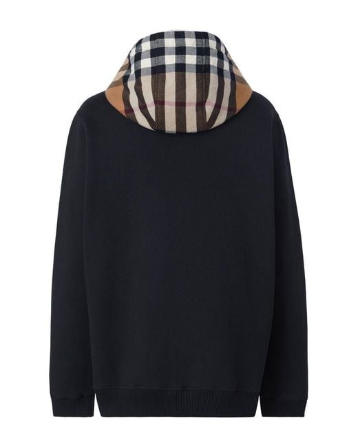 Burberry Black Check Hood Zip Hoodie for men