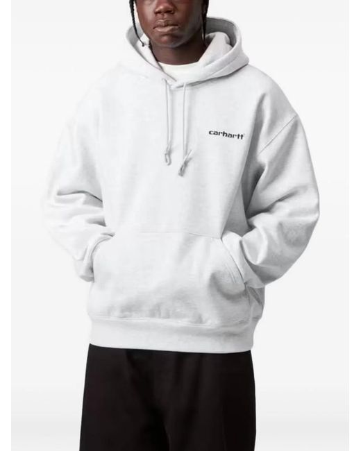 Carhartt White Logo Cotton Hoodie for men