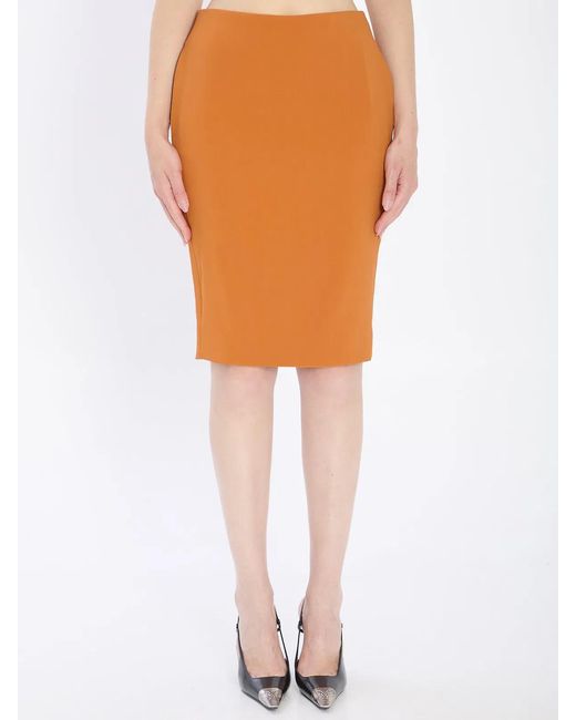 Saint Laurent Orange Stretch Viscose Blend Skirt