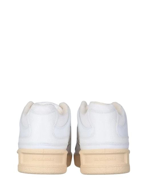 Jil Sander White Low Leather Sneakers for men