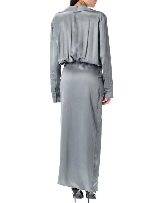 The Attico Gray Long Chemisier Dress