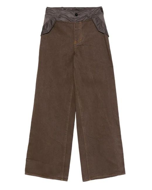 Sacai Brown Wide Leg Denim Pants