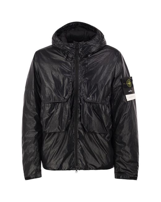 Stone Island Black Light Nylon 3L Tc Padded Hooded Jacket for men
