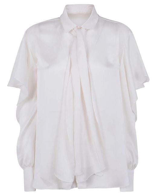 Sacai White Satin X Chiffon Shirt