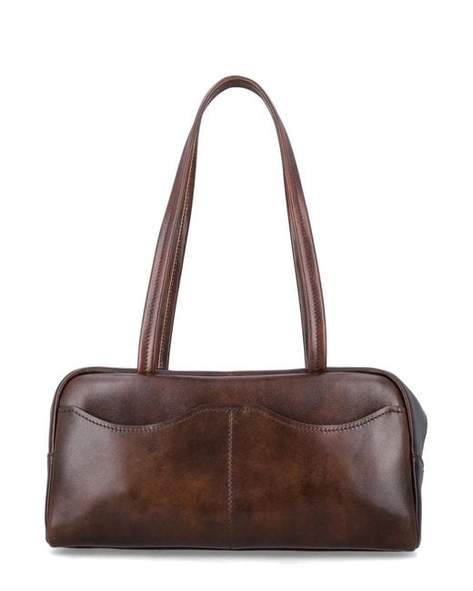 Prada Brown Carry Large Antiqued Leather Top-Handle Bag