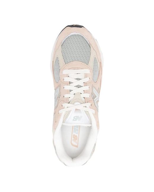 New Balance White Leather Synthetic Mesh Sneakers