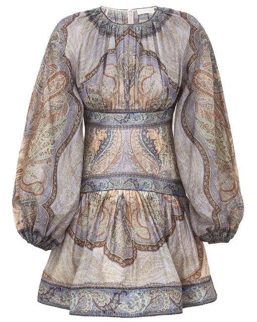 Zimmermann Gray "Wonderlust" Mini Dress