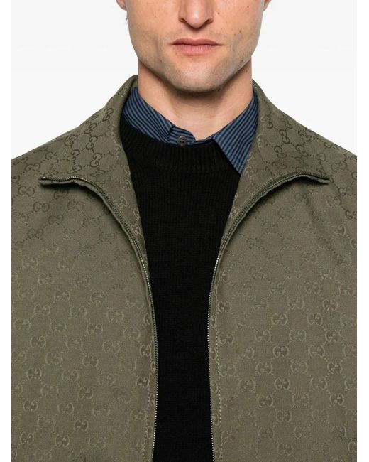 Gucci Green Zip Front Bomber Jacket for men