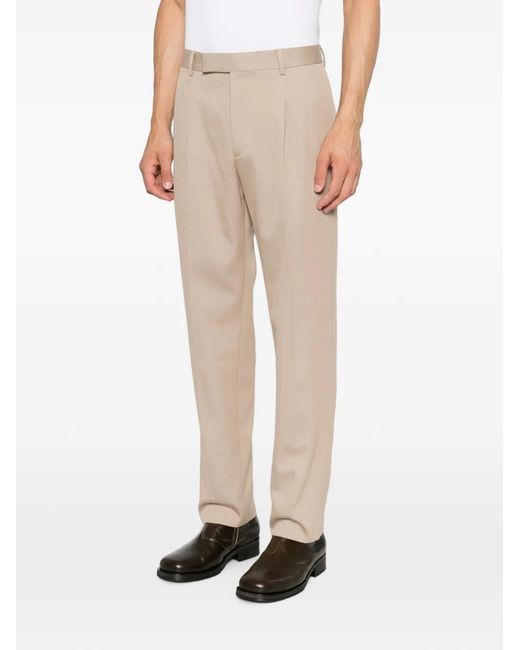 Zegna White Cotton And Wool Trousers for men