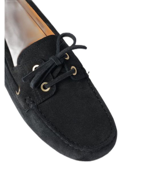 Tod's White Suede Gommino Boat Loafers