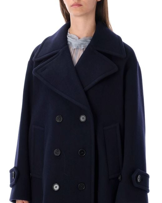 Chloé Blue Oversized Double-Breasted Wool Coat