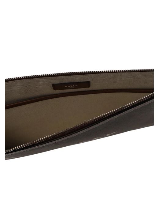 Bally Brown Bollis Logo Large Clutch Bag for men