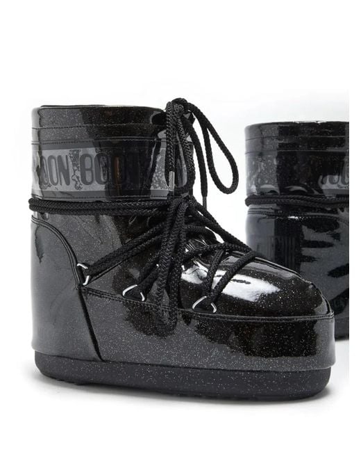 Moon Boot Black "Icon" Low Glitter Boot
