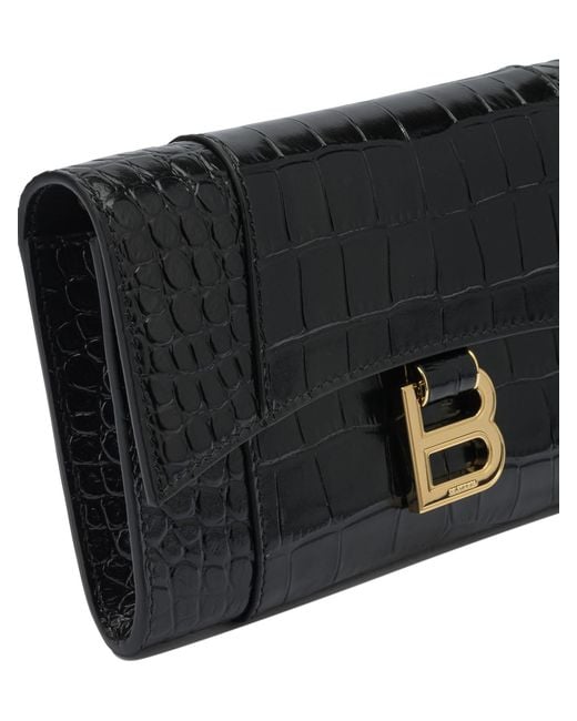Balenciaga Black "Hourglass" Clutch Bag