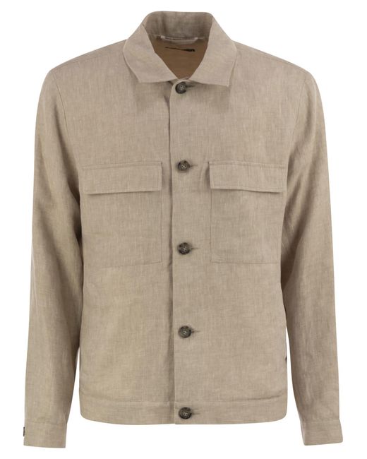 Peserico Natural Pure Linen Overshirt for men