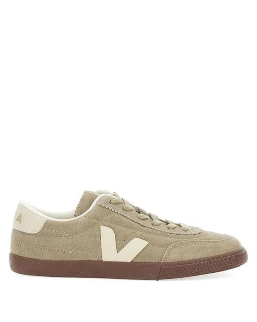 Veja Brown Cream Leather Flat Shoes for men