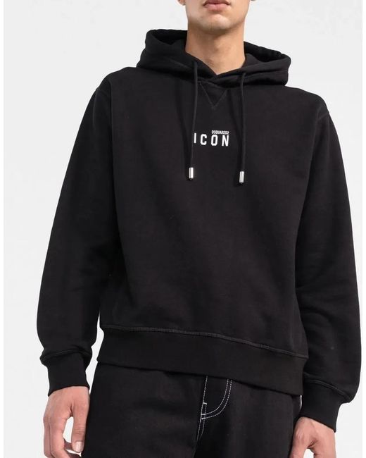 DSquared² Black Be Icon Logo Hoodie for men