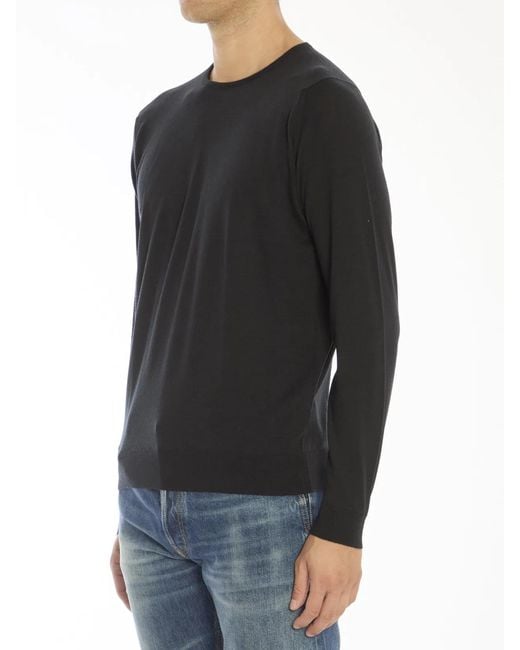 John Smedley Black Lundy Sweater for men